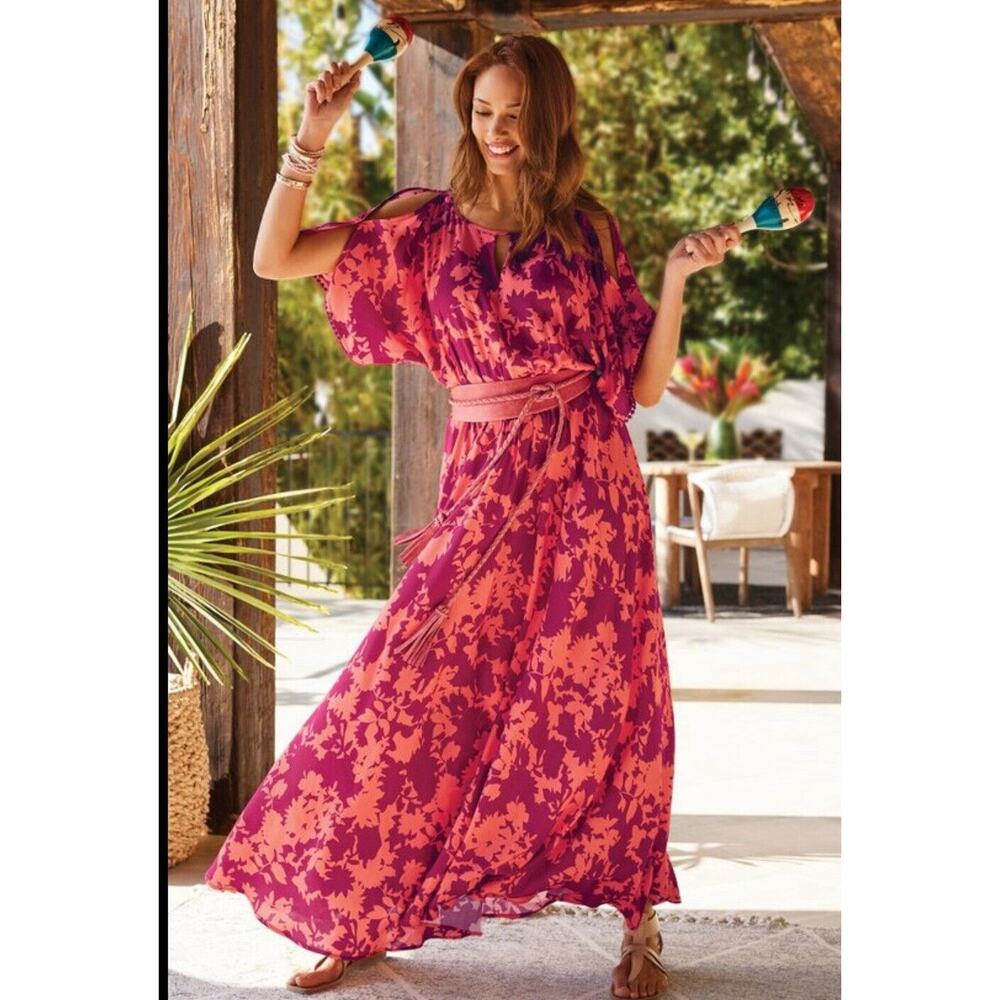 Soft Surroundings Pink and Orange Maxi Dress